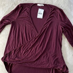 Lush Burgundy Wrap Blouse